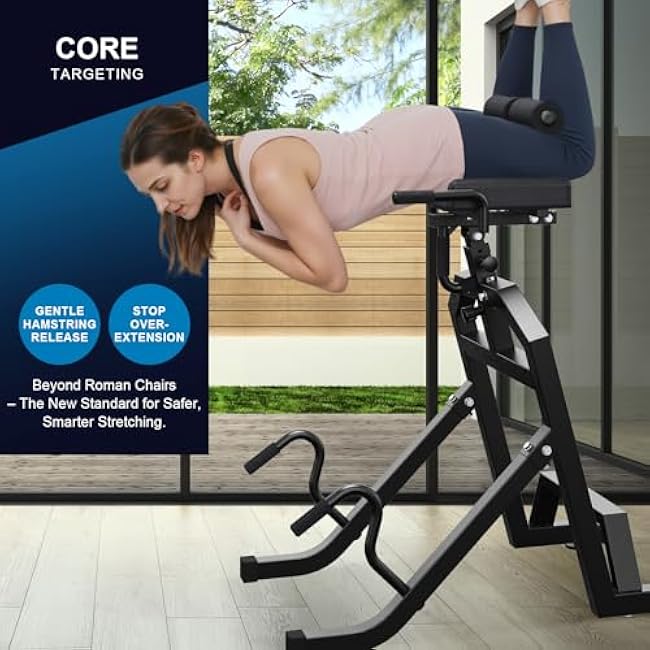 Spine Decompression Machine Roman Chair Hyperextension Bench for Ab, Back & Core Strength Training, Inversion Table with Commercial-Grade 350lb-Rated Home Gym Exercise Equipment