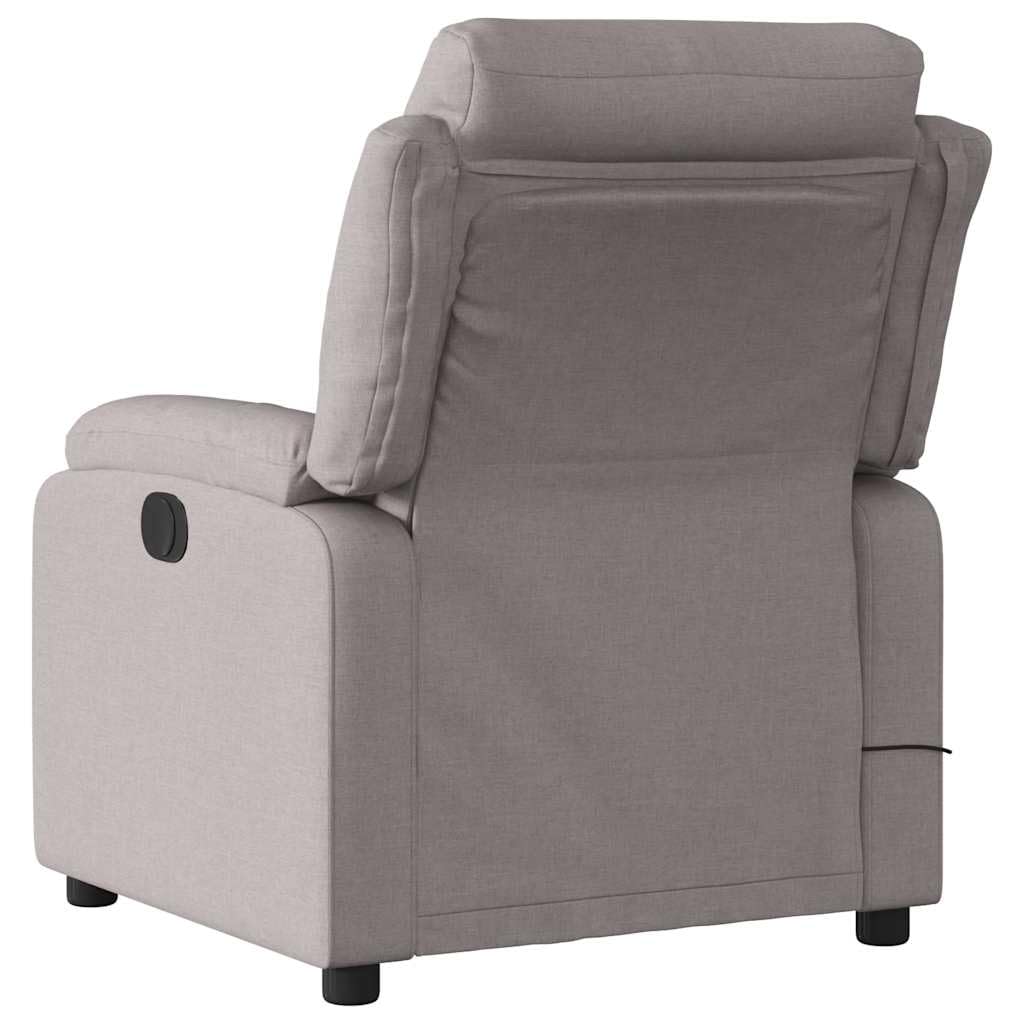 Poltrona massaggiante in tessuto tortora, poltrona relax con massaggio a 6 punti, funzione di riposo manuale, comoda imbottitura, tasca laterale, per soggiorno, camera da letto, portata 110 kg