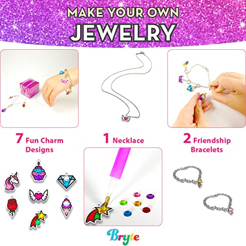 Bryte Gem Art Diamond Painting Kits For Kids - Unicorn And Mermaid Craft Kit With Storage Case, Jewelry, Keychains, Stickers And More - Arts And Crafts - Perfect Toys And Gifts For All Ages #TOP4