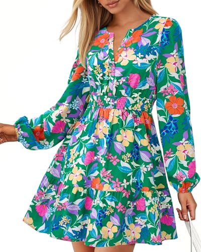 breezy flowy dress - green orange flower
