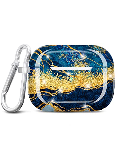 JIAXIUFEN for Airpods Pro 2nd Generation Case Cover Gold Glitter Marble Design Protective TPU Skin for Women Girl with Keychain Compatible with AirPods Pro 2019/Pro 2 Gen Case 2022