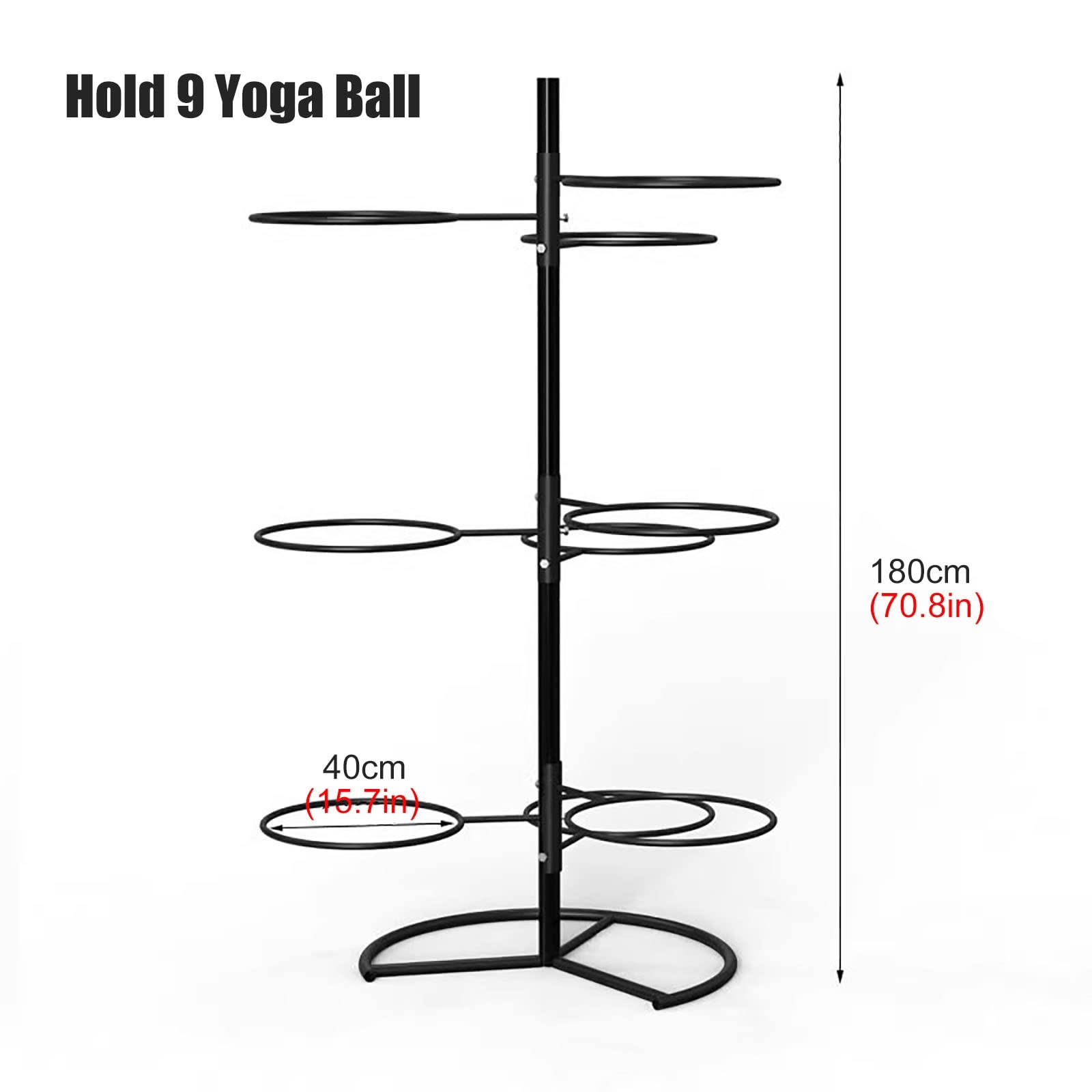 Estante de Gran Capacidad para Pelotas de Yoga - Organizador de Almacenamiento de Metal de pie para 9 Pelotas de Pilates, 180 cm de Altura, Duradero y Que Ahorra Espacio.