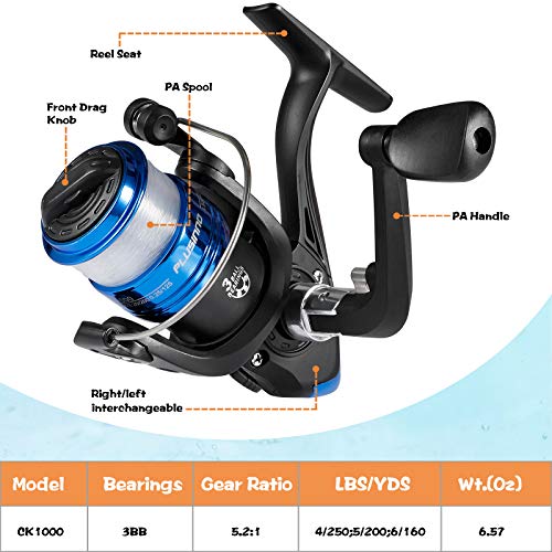 PLUSINNO Angelrute für Kinder, tragbar, Teleskop-Angelrute und Spule, Kombi-Set – mit Spinn-Angelrolle für Jungen… – Bild 7