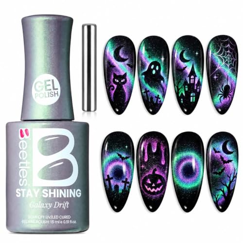 Beetles Halloween Cat Eye Gel Nail Polish, 15ML Stay Shining 9D Chameleon