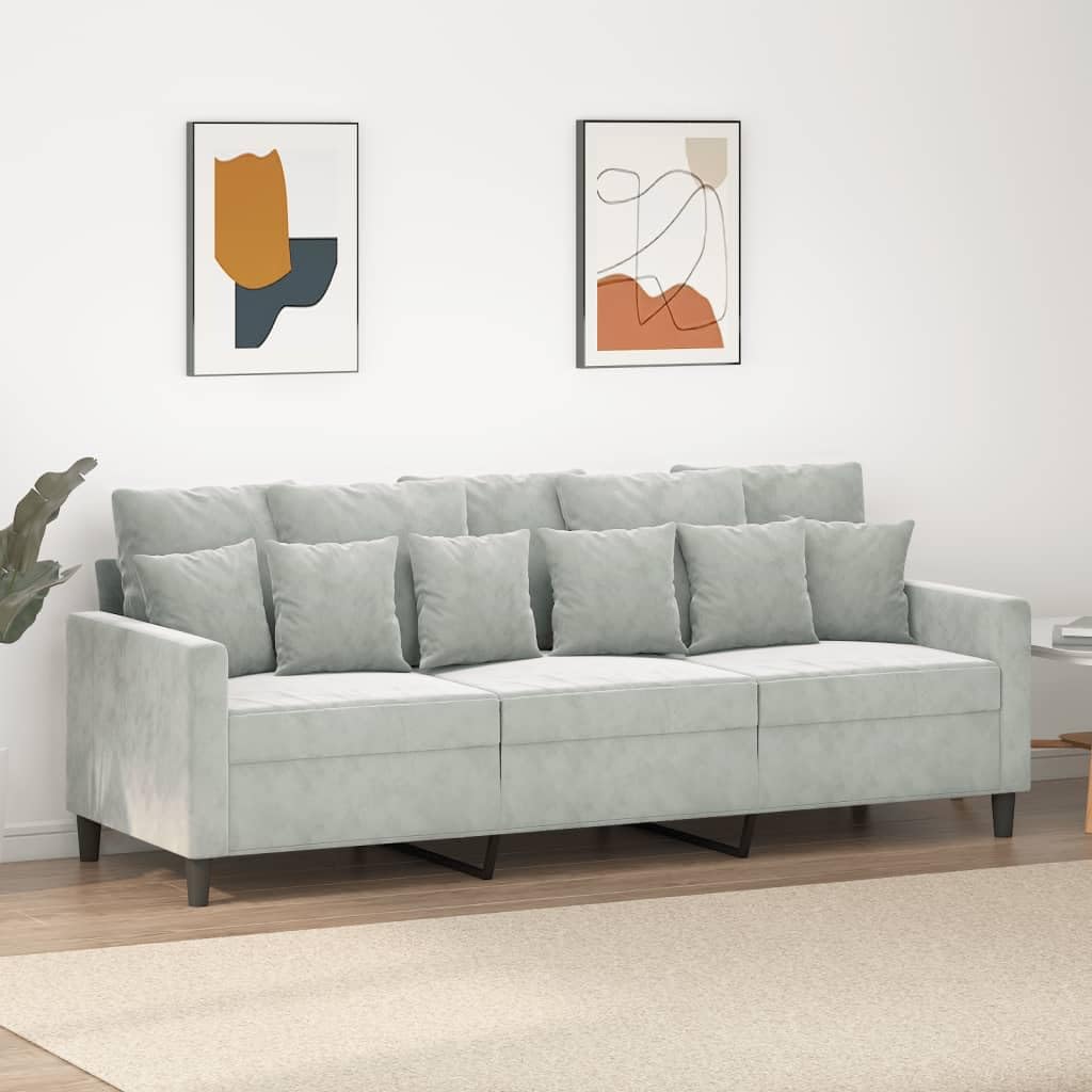 Willood Sofá de 3 Plazas, Asiento con Reposabrazos Respaldo, Sillón de Descanso Relax Televisión, Sofá Tapizado para Salón, Tela Gris Claro