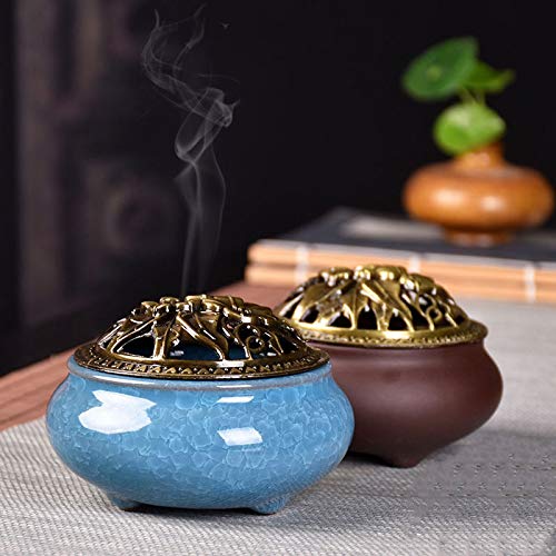 Portaincenso Bruciatore di incenso in ceramica con coperchio