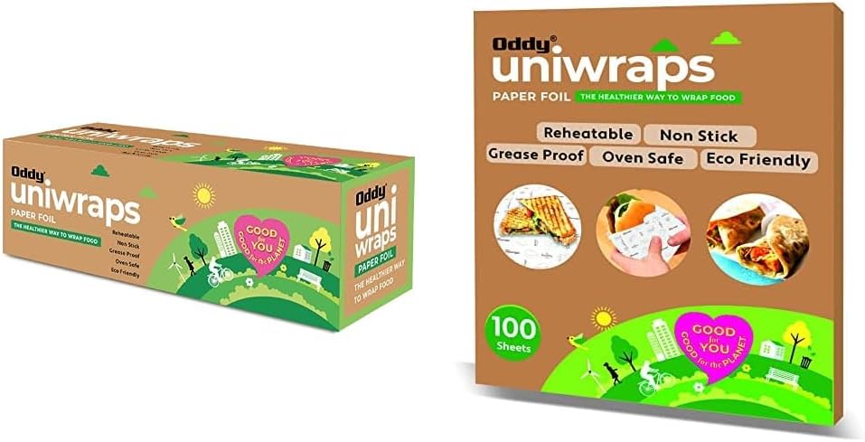 Oddy Uniwraps Food Wrapping Paper (11" x 100 Metres, Multicolor) & Oddy Uniwraps Food Wrapping Paper Sheets| 10x12, Pack of 100 Sheets