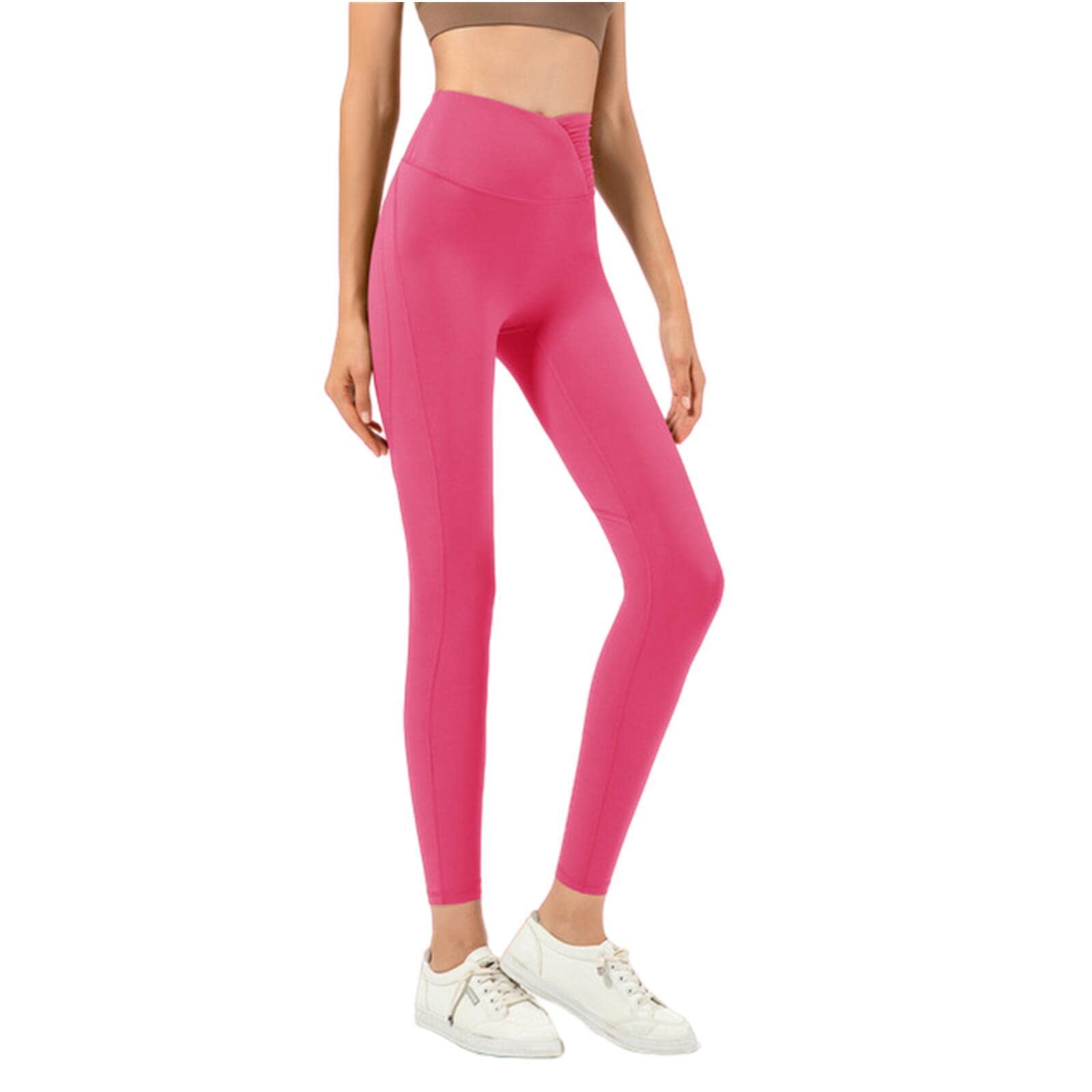 TsoLay Spodnie do jogi damskie spodnie do jogi z wysokim stanem, bieganie, sport, fitness, joga, legginsy, legginsy podnoszące biodra spodnie fitness-czerwone liczi, L