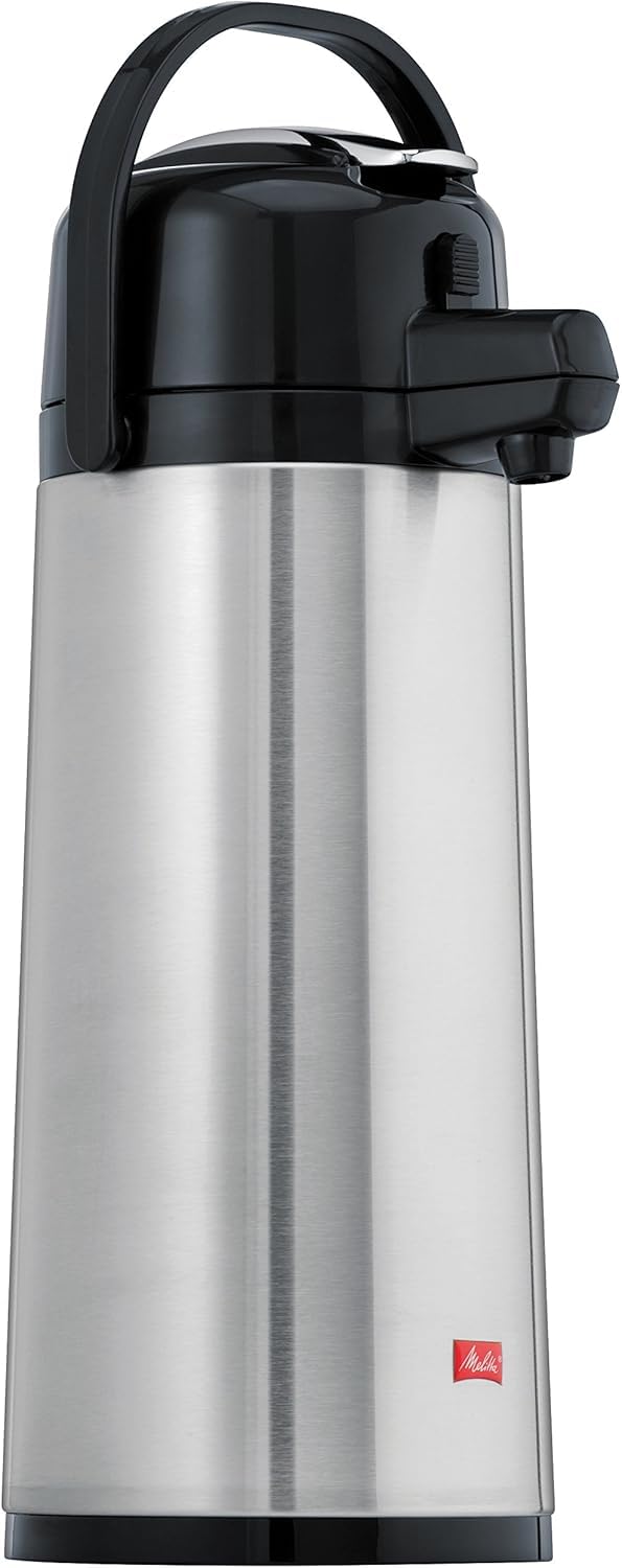 Melitta Filterkaffeemaschine für Isolierkannen, 170 MT, Edelstahl/Schwarz & Pump-Isolierkanne, 2,2 l, ca. 18 Tassen, Edelstahlkolben, Edelstahl, Silber/Schwarz