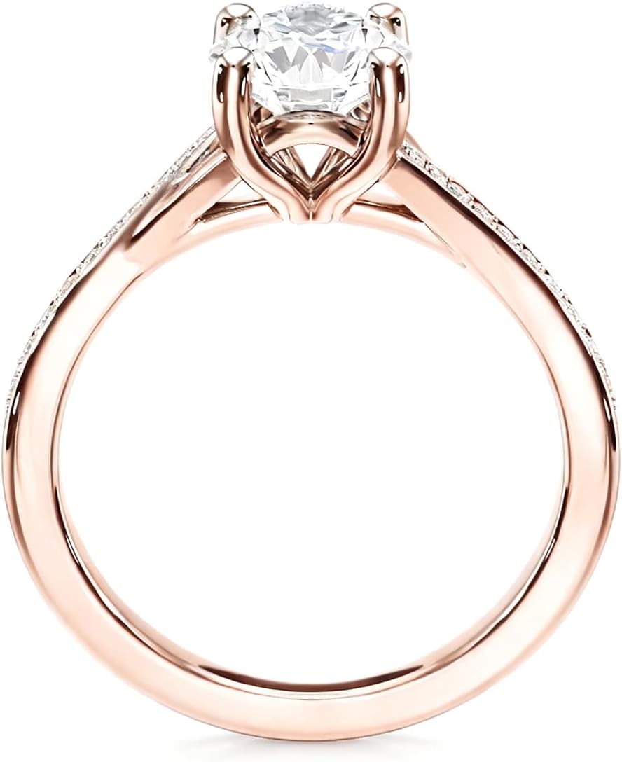 925 Sterling Silver/10K/14K/18K Real Gold 1.27 Carat (ctw) Round-Cut Moissanite Wedding Engagement Ring, Custom Engagement Ring, Promise Anniversary Wedding Bands for Women, Size 4-14