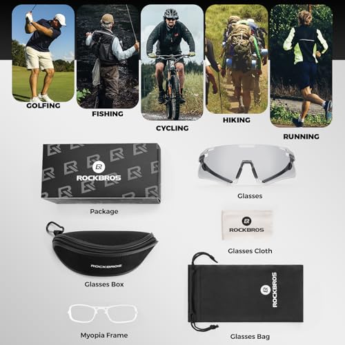 Image of ROCKBROS Photochromic Cycling Sunglasses UV Protection Bike Sport Grey