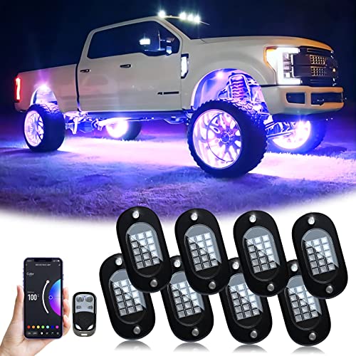 RGB LED Rock Lights camion, feux châssis LED RVB avec APP/télécommande et mode musique, néons étanches IP68 haute luminosité et multicolores pour...