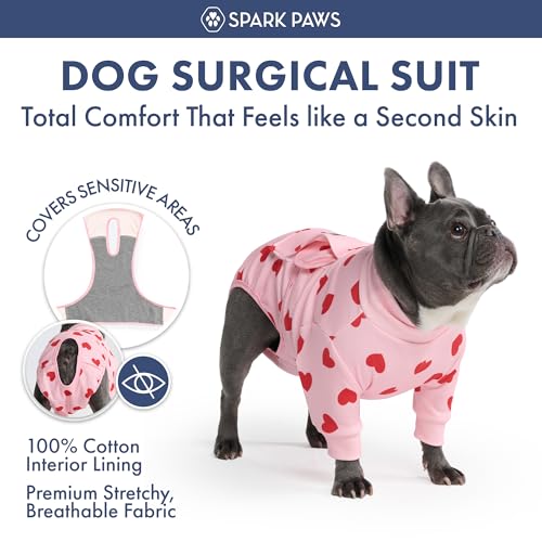 Image of Spark Paws Dog Recovery Suit - Surgical Onesie After Surgery, Male & Female | Full-Body & Belly Coverage Post Spay, Neuter or Abdominal Surgery - a Soft Cone Alternative. Breathable; Fits All Breeds