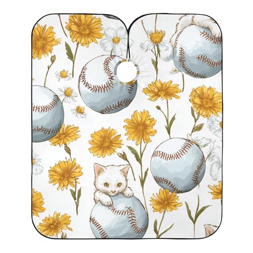Capa para barbería ALAZA flores amarillas 55 x 65 pulg miniatura 1