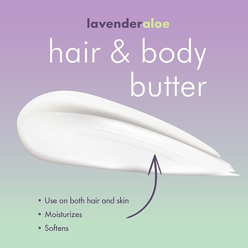 EDEN BodyWorks Aloe de lavanda para el cabello + mantequilla corporal (16 onzas), hidratante natural, hidrata, calma y calma el cabello y la piel