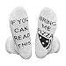 IF YOU CAN READ THIS Funny Saying Knitting Word Combed Cotton Crew Wine Coffee Beer Socks for Men Women (Gray (Pizza))