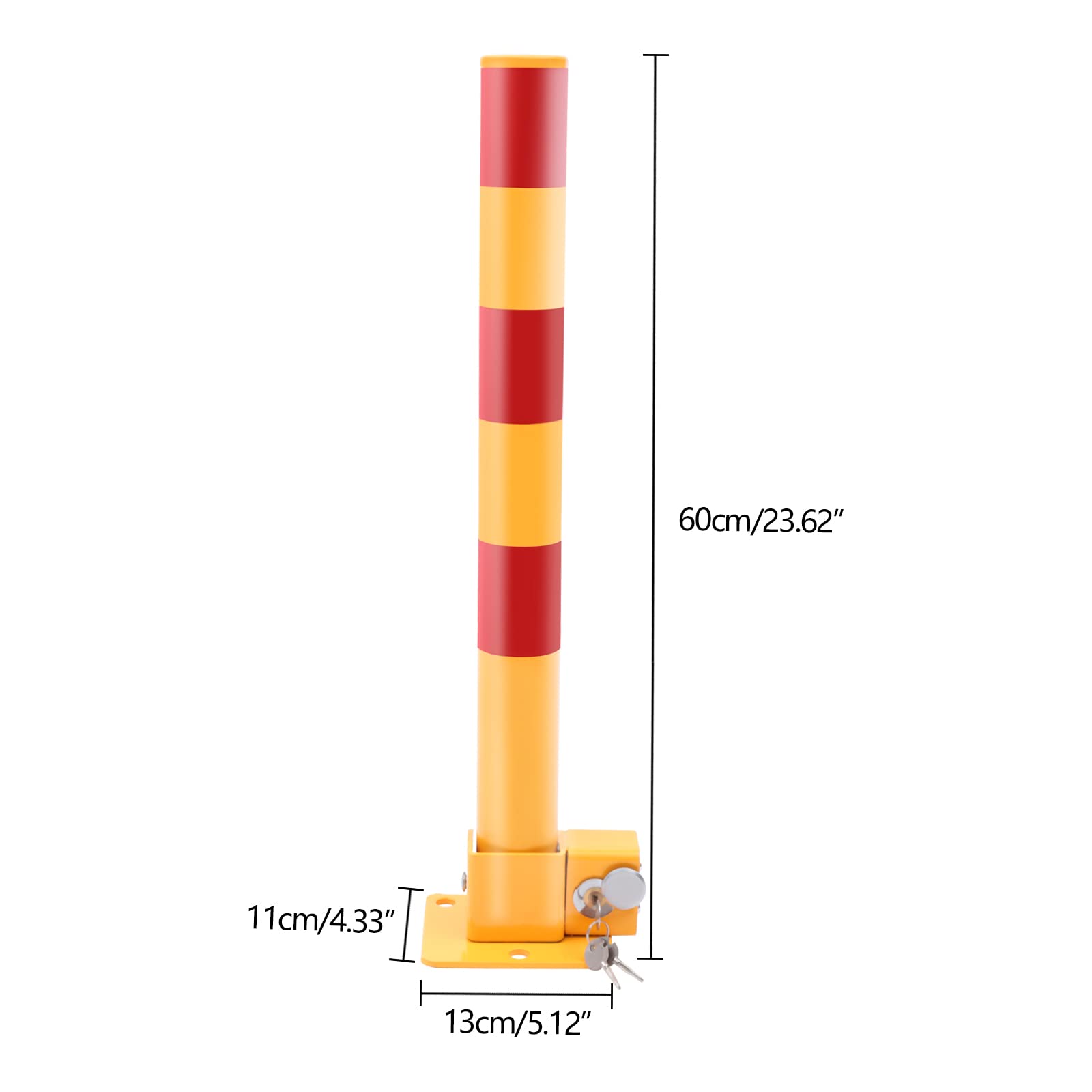 BYGOVICE Security Traffic Post, Yellow & Red Parking Safety Traffic Spring Post with Three Keys Q195 Iron Pipe Parking Barrier Automatic Locking