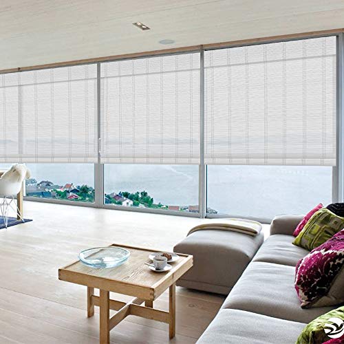Letau Wood Window Roman Shades, Bamboo Light?Filtering?Window Blinds For Indoor Home, Office, Kitchen, Pattern 2 #TOP2