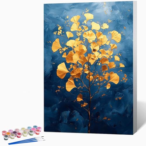 数字油絵 風景 ペイントバイナンバー 植物, ナンバーペイント大人のDIYセット(ブラシとアクリル絵の具を含む)、クリエイティブな手作りの油絵セット、女性へのデジタル絵画ギフト、壁の装飾 50×65cm -WX251065C