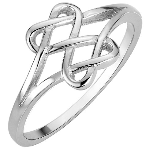 CloseoutWarehouse 925 Sterling Silver Hearts Infinity Fusion Ring (Comes in Colors)