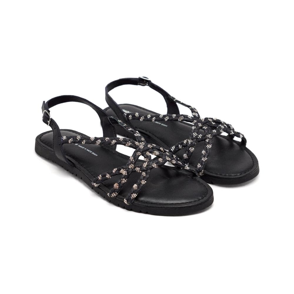 GIOSEPPO Women's Wiota Flat Sandal, Black/White, 4.5 UK