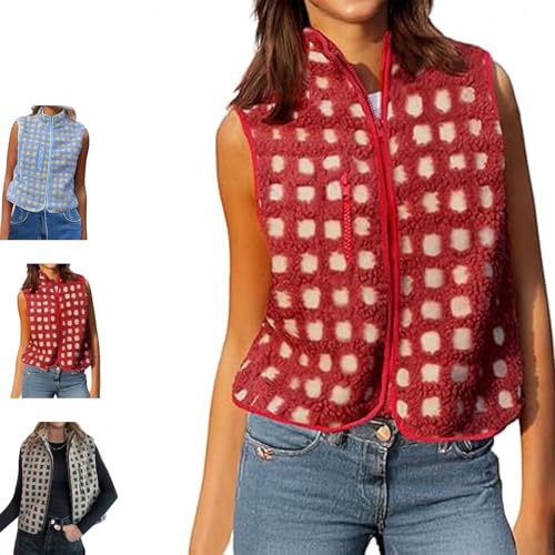 Generic Midnight Lunch Fleece Vest, Women's Checkered Polar Fleece