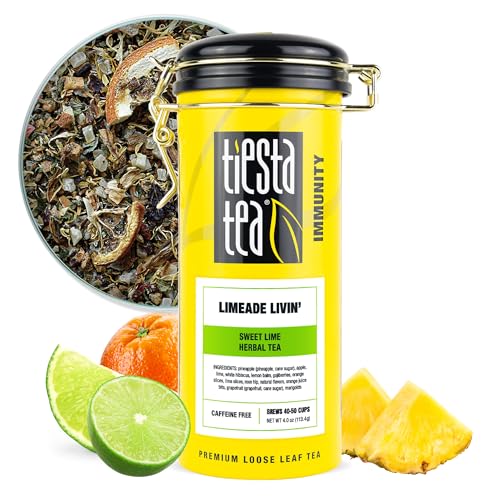 Image of Tiesta Tea - Limeade Livin, Loose Leaf, Sweet Lime Herbal Tea, Non-Caffeinated Fruit Blend, Makes Hot or Iced & Up to 50 Cups, 4oz Refillable Tin