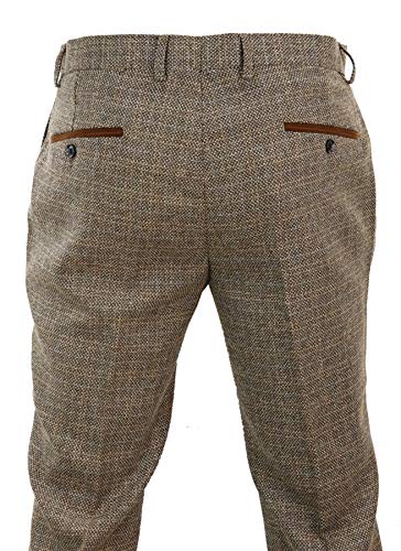 Mens Trousers Tweed Check Vintage Retro Blinders Tailored Fit 1920s4