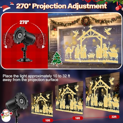 Projecteur de crèche de Noël extérieur et intérieur avec effet dynamique 3D étanche - 4