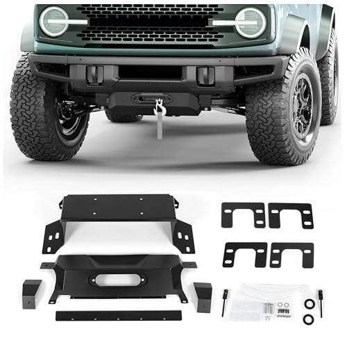 Equipped With Front Parking Aid Sensors And A Ford Performance And/Or Aftermarket Winch - Front Parking Aid Sensor Warning - 2021 Ford Bronco 6 KUAFU Winch Plate Compatible with 2021-2024 Ford Bronco Hidden Winch Mount Mounting Black Steel