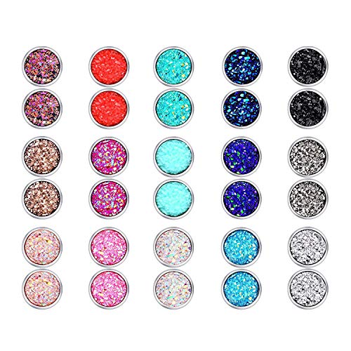 biteri Edelstahl Opal Ohrstecker Rund Piercing allergiefrei Ohrringe für Herren Damen Frauen Knorpel Punk Unisex, 12MM, Silver E