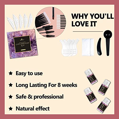 4 in 1 Lash & Brow Lift and Coloring Kit, Professional Eyelash Perm Kit and Brow Lamination Kit, Eyelash & Eyebrow Makeup Set, Long Lasting for 8 Weeks, Suitable for Salon & Home Use DIY (Black) - Thumbnail 4