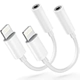 Apple MFi Certified Lightning to 3.5mm Headphone Jack Adapter -Premium Audio Quality & DAC Chip for Music Listening Car, Gym, Home Office, Compatible with iPhone 14/13/12/11/X/8/7 2Pack (White)