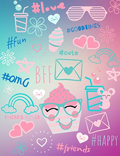 Cute Happy Friends: Square Grid Notebook: Quad ruled graph paper | Ideal for math and science exercises | 4 squares per inch | Kawaii Style Cover | 100 pages | 8.5x11