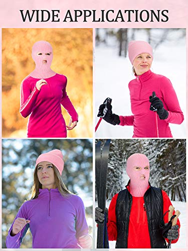 Image of SATINIOR 3 Holes Ski Mask Full Face Cover Outdoor Balaclava Winter Knitted Neck Gaiter for Halloween Sports Cycling