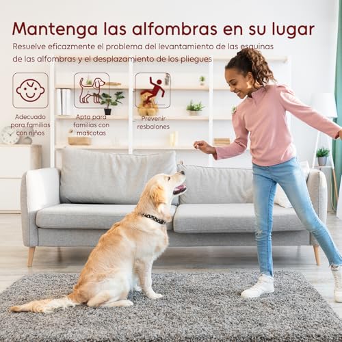 Almohadilla de Fieltro Antideslizante con Respaldo de Goma de 120 x 180 cm, Almohadillas Acolchadas Protectoras para alfombras, Agarre de Alfombra a Alfombra para Suelos de Madera Dura, Mantiene Las - imagen 5