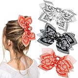 WHAVEL 3PCS Hair Bows for Women Bandana Bow Hair Clips Fabric Claw Clip Cute Paisley Boho Accessories