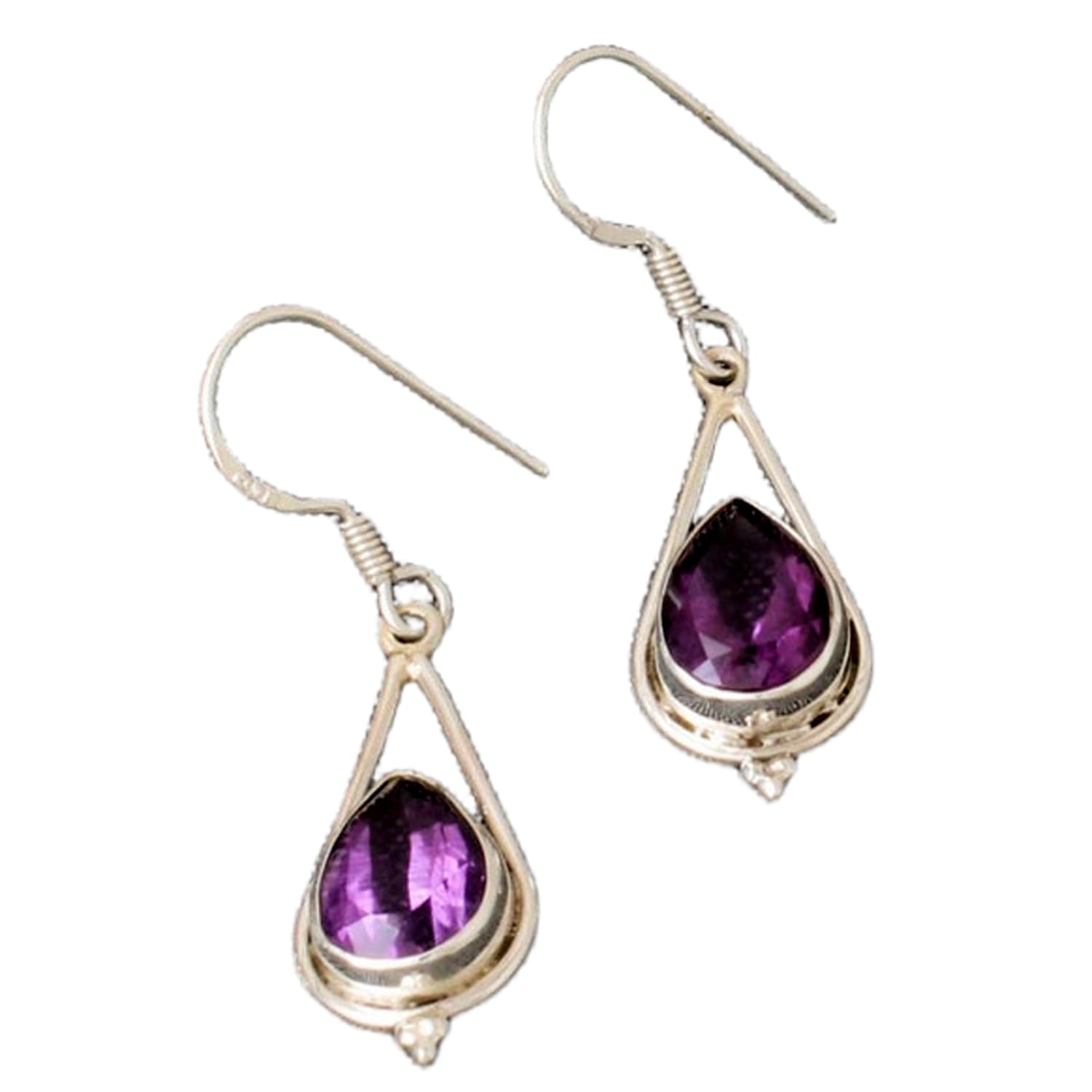 Boucles d'oreilles améthyste naturelle en argent sterling 925 de haute qualité - 5