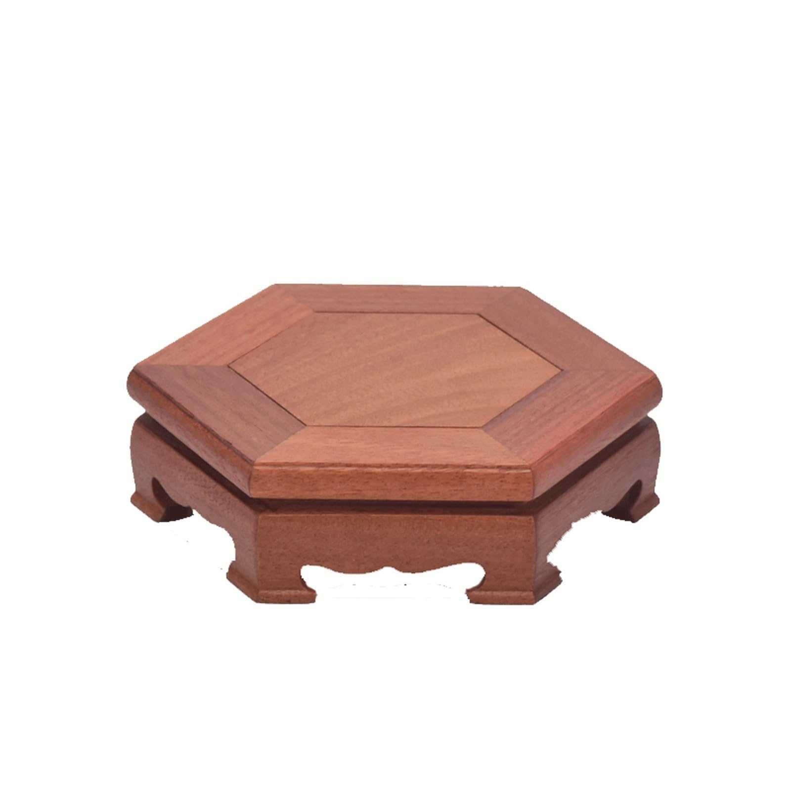 MPOPO Bonsai Pedestal Wooden Vase Base Mahogany Flower Potted Bonsai Buddha Statue Handicraft Decoration Teapot (hexagonal) Vase Display Stands Pedestal Base