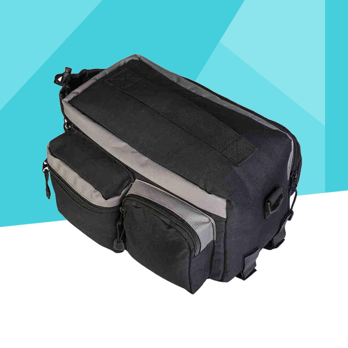 VICASKY Borsa Posteriore per Bici in Poliestere Nero, Grande Capienza | Scomparto Principale, 3 Tasche Laterali e Tasca Porta Borraccia, Tracolla Regolabile, Resistente alle Intemperie