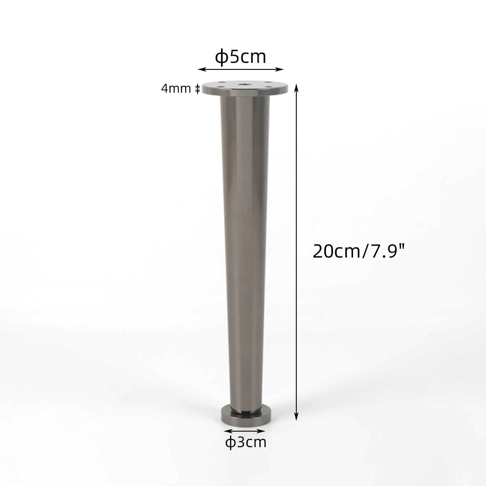 Generico Gambe per Mobili Piedini per Tavolo Regolabili in Lega di Alluminio 4 Pezzi Grigi 20 cm Superficie Anodizzata Altezza Piedini per Divano: 6-30 cm Piedini per Mobile 20 cm/7,9"