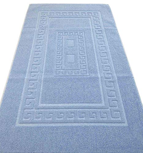 Casatessile Tappeto e Set da Bagno in Spugna con Rete Antiscivolo Torino Assorbente e Facile da Lavare - Azzurro, 60x120 cm.