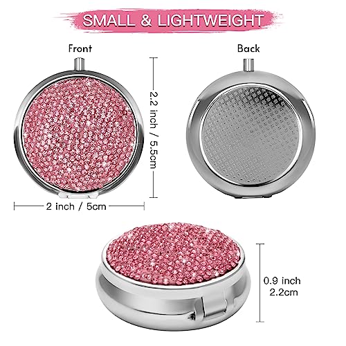 Image of Soleebee Bling Crystal Pill Box, Portable 3 Compartments Daily Pill Organizer, Small Travel Pill Case for Purse or Pocket, Medicine Vitamin Pill Container Organizer (Pink)