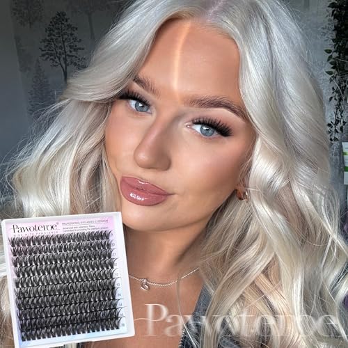Image of Pawotence Lash Clusters 200pcs Individual Lashes 50D Cluster Eyelash Extensions 9-16mm Eyelash Clusters Lash Extensions for Self Application (50D, 0.07D, 9-16mm Refill)