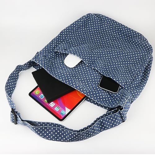 Image of Canvas Hobo Crossbody Shoulder Tote Bag for Women and Men W /Multi-pocket Casual Purse Messenger Bags Travel Work