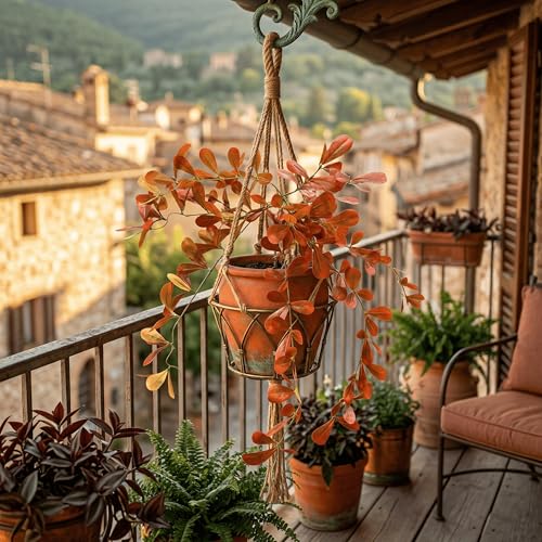 Image of Dekorly 2 Pack Artificial Plants Artificial Hanging Plants Faux Eucalyptus Leaf Greenery Fake Hanging Eucalyptus Plant (Green) (1, Orange)