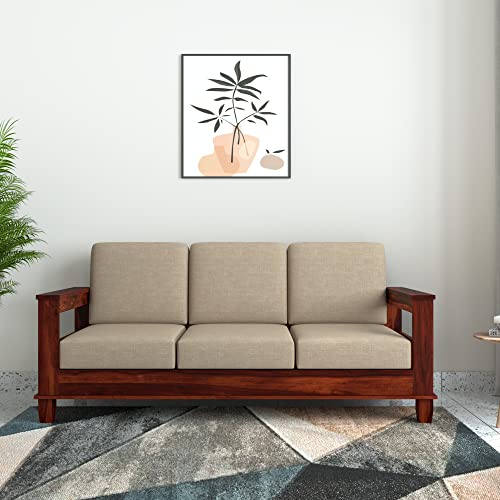Image of Amazon Brand - Solimo Solid Sheesham Wood Houlton 3 Seater Sofa Wooden Sofa Furniture for Living Room Home (Honey Finish)