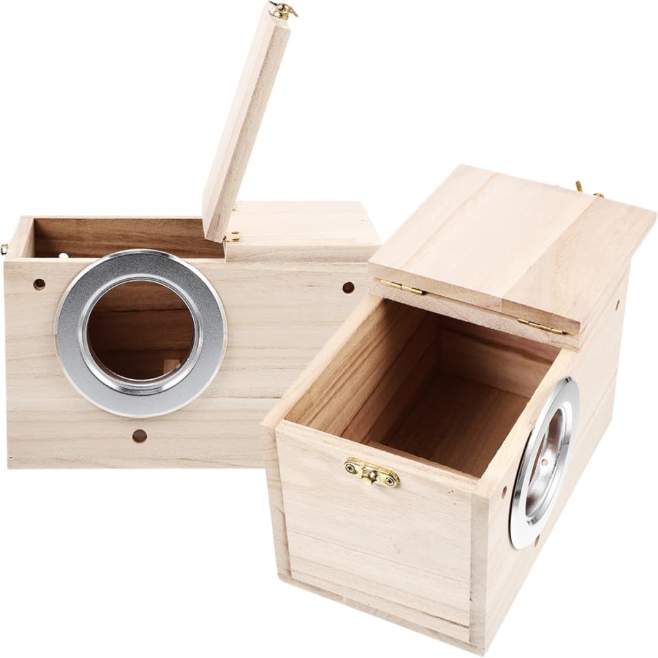 Nichoirs à oiseaux en bois et acier inoxydable x2 pour jardin