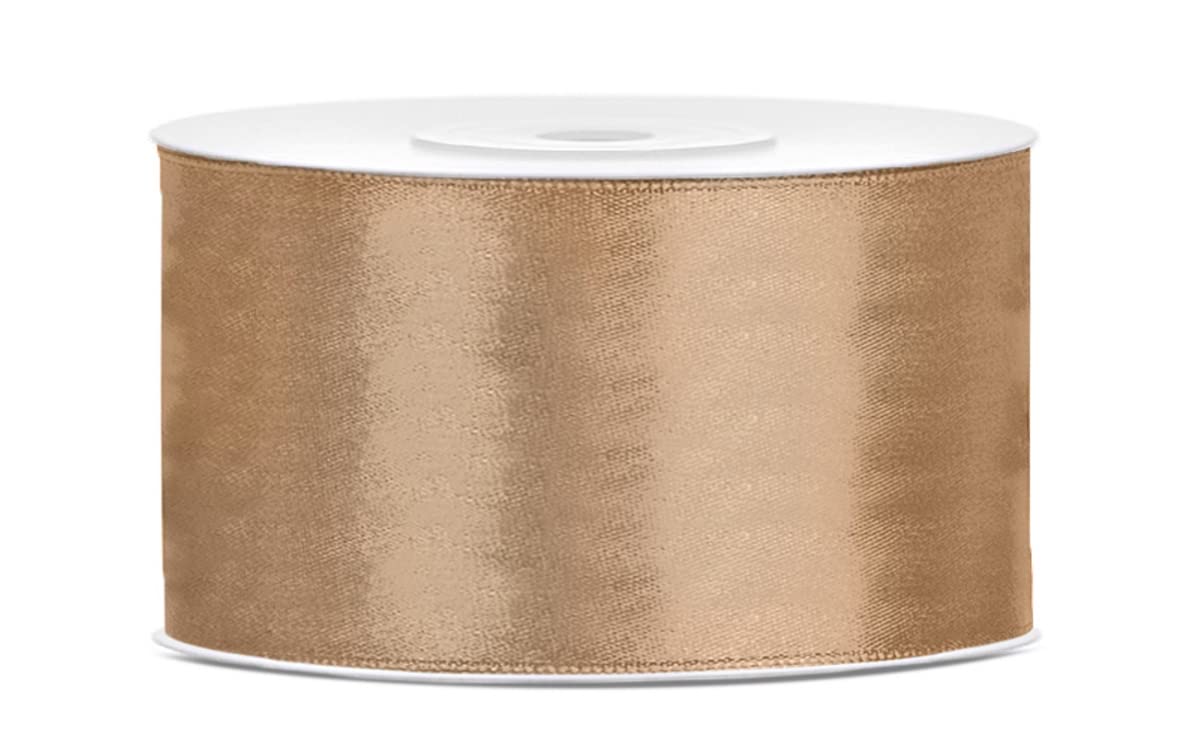 Satin Ribbon Gold 50 mm x 25 m - Wide Ribbon for XXL Bows, Gift Ribbon & Decorative Ribbon for Christmas, Wedding & Event Decoration - Tear-Resistant — image 1