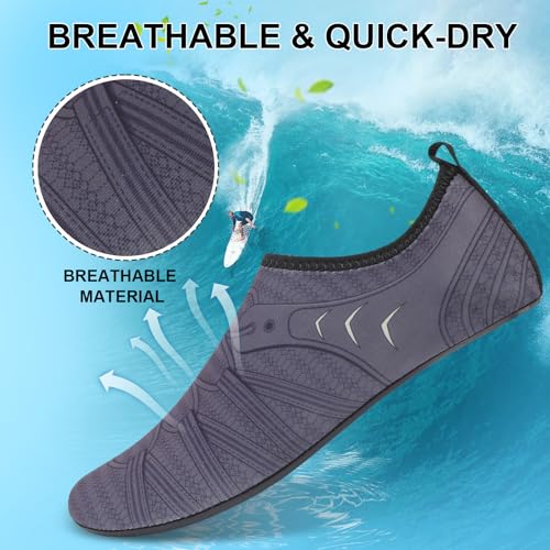 Men Women Water Shoes Unisex Beach Swim Shoes Minimalist Aqua Socks Barefoot for Diving Surfing Boating Grey Beige2